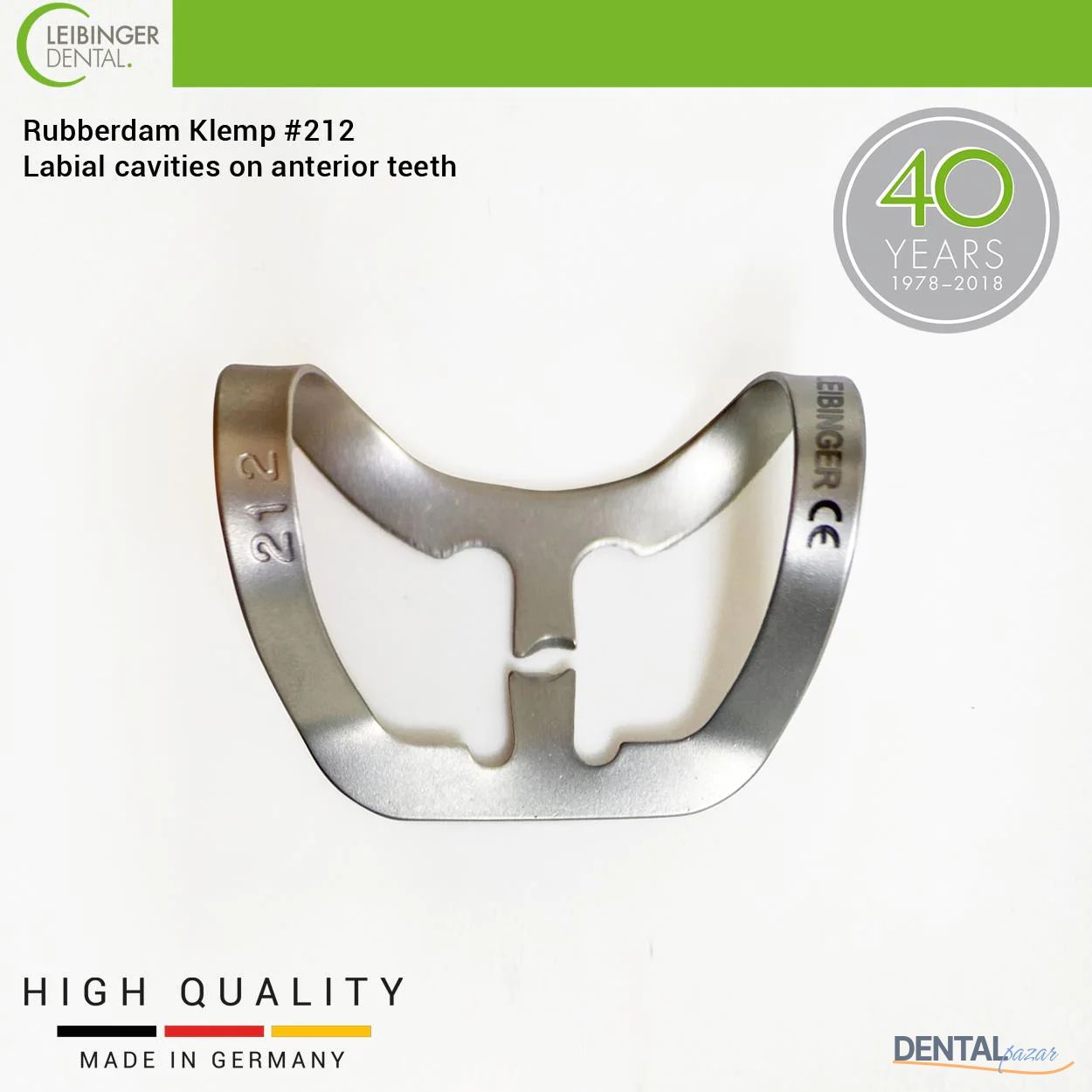 Rubberdam Klemp #212 - Labial Cavities on Anterior Teeth