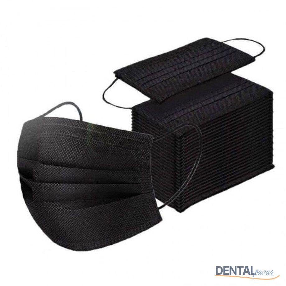 3 Katlı Lastikli Cerrahi Maske - Siyah 60 Kutu