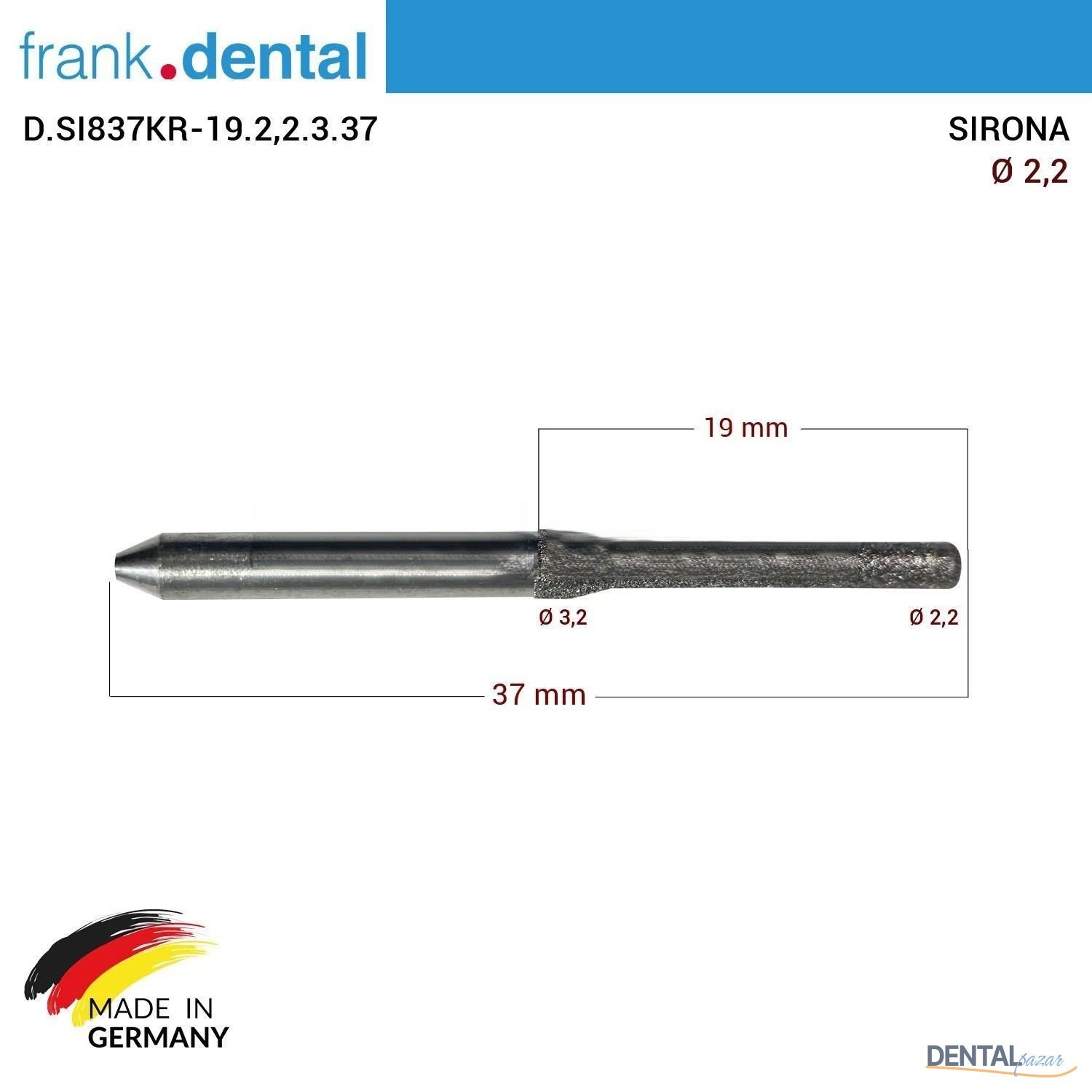 SIRONA Elmas Cad Cam Drill 2,0 mm