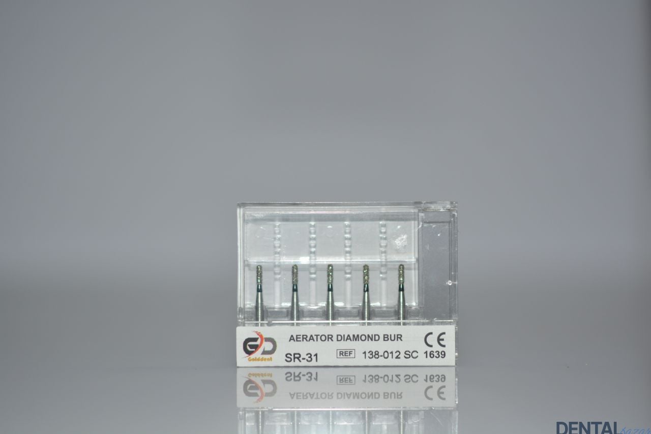 Golddent Elmas Frez SR-31 - 138-012 SC - Yuvarlak Uçlu Silindir (Siyah Kuşak)