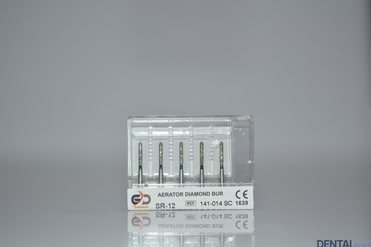 Golddent Elmas Frez SR-12 - 141-014 SC - Yuvarlak Uçlu Silindir (Siyah Kuşak)