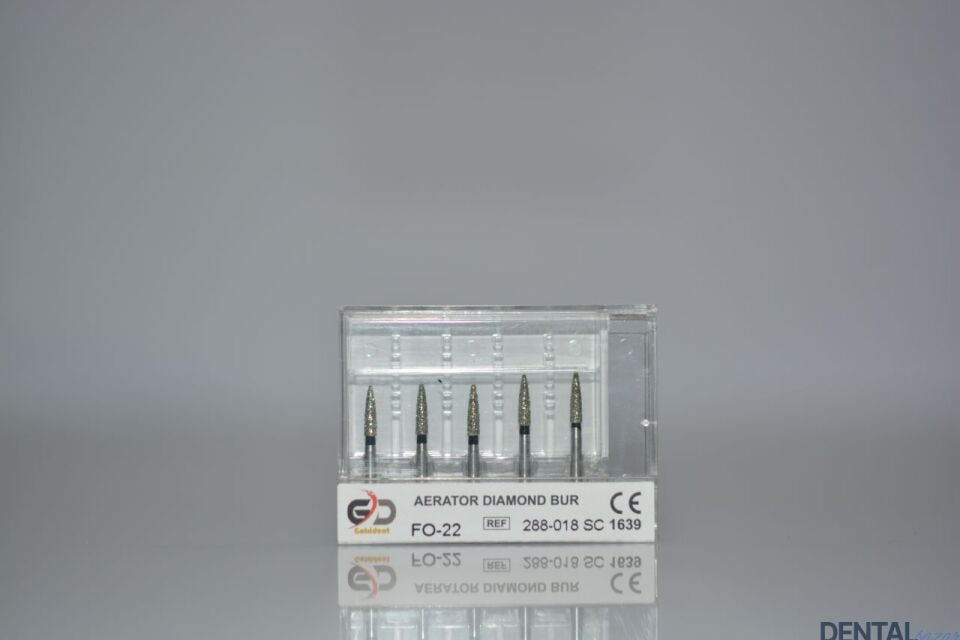 Golddent Elmas Frez FO-22 - 288-018 SC - Torpido Silindir (Siyah Kuşak)