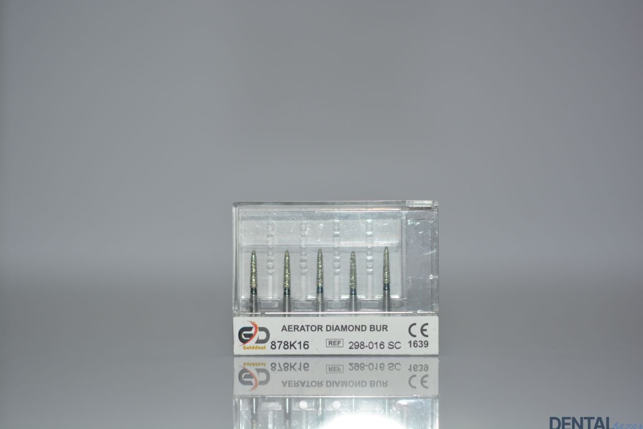 Golddent Elmas Frez 878K16 - 298-016 SC - Torpido Konik (Siyah Kuşak)