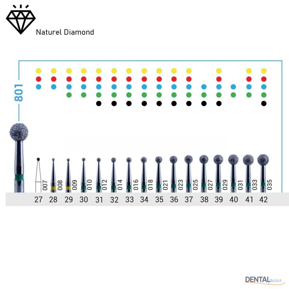 Doğal Elmas Frez - 801 - Rond - 5 Adet
