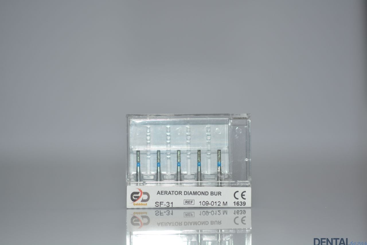 Golddent Elmas Frez SF-31 - 109-012 M - Düz Uçlu Silindir (Mavi Kuşak)