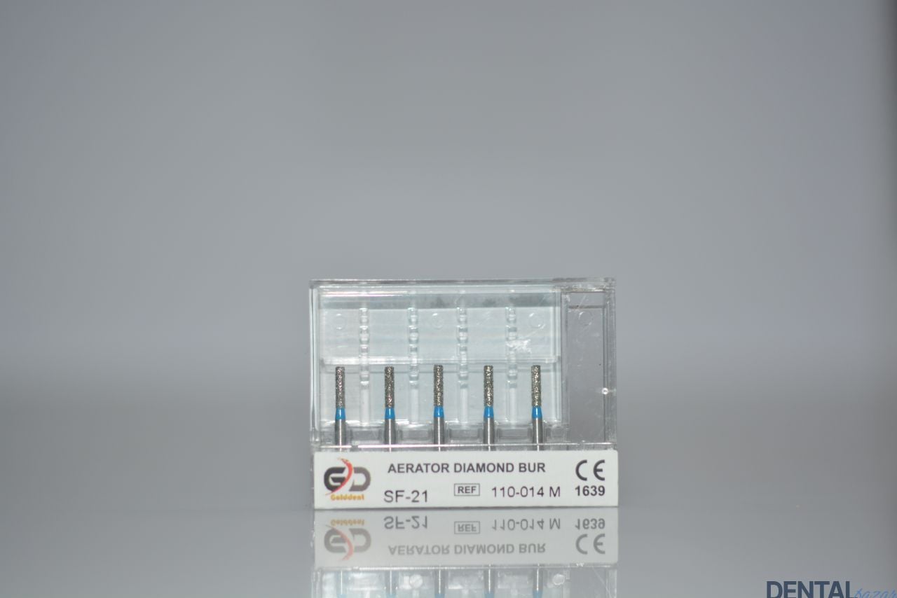 Golddent Elmas Frez SF-21 - 110-014 M - Düz Uçlu Silindir (Mavi Kuşak)