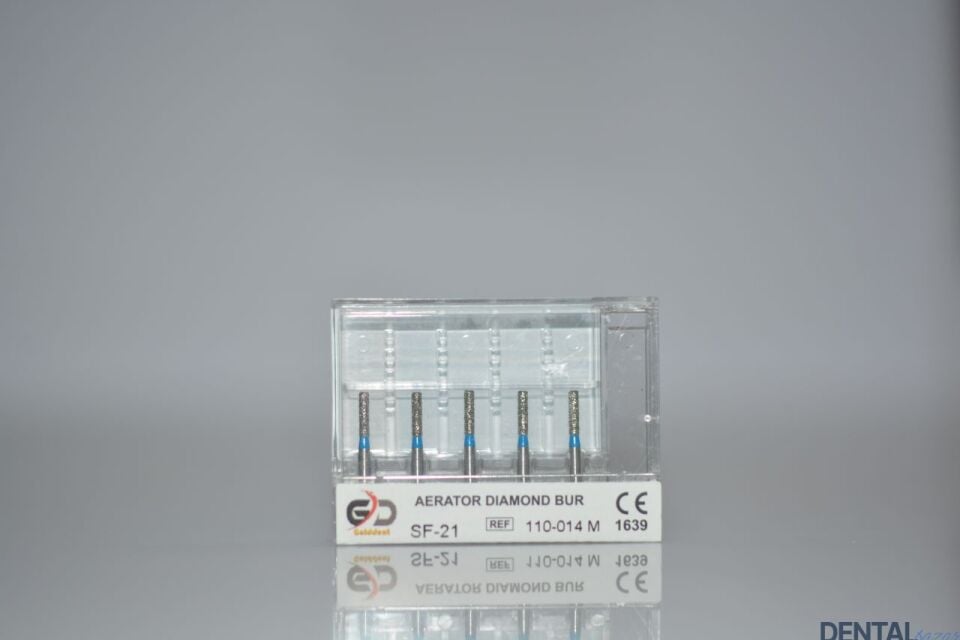 Golddent Elmas Frez SF-21 - 110-014 M - Düz Uçlu Silindir (Mavi Kuşak)