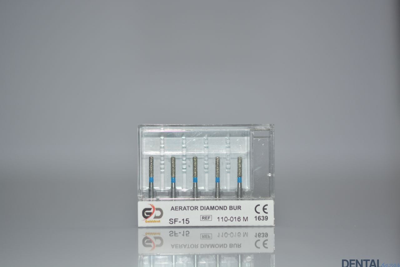 Golddent Elmas Frez SF-15 - 110-016 M - Düz Uçlu Silindir (Mavi Kuşak)