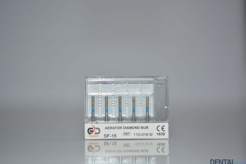 Golddent Elmas Frez SF-15 - 110-016 M - Düz Uçlu Silindir (Mavi Kuşak)