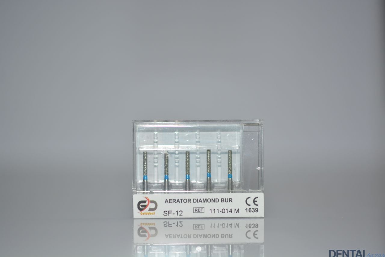 Golddent Elmas Frez SF-12 - 111-014 M - Düz Uçlu Silindir (Mavi Kuşak)