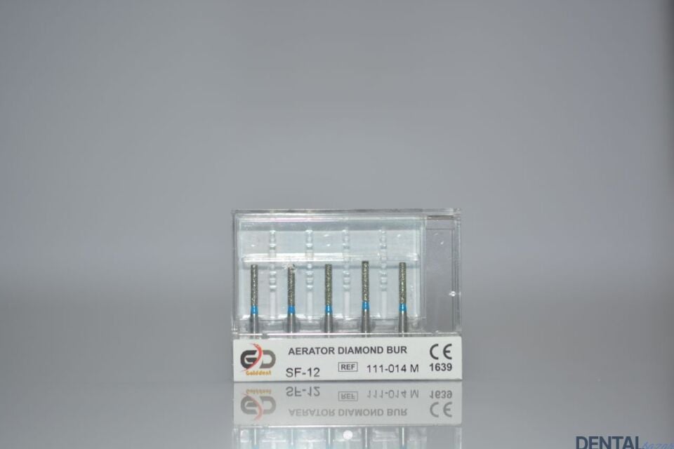 Golddent Elmas Frez SF-12 - 111-014 M - Düz Uçlu Silindir (Mavi Kuşak)