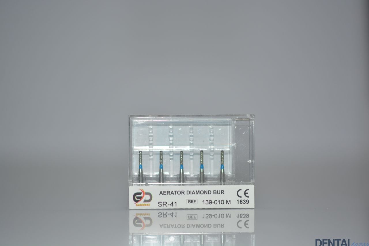 Golddent Elmas Frez SR-41 - 139-010 M - Yuvarlak Uçlu Silindir (Mavi Kuşak)