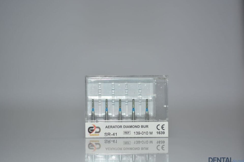 Golddent Elmas Frez SR-41 - 139-010 M - Yuvarlak Uçlu Silindir (Mavi Kuşak)
