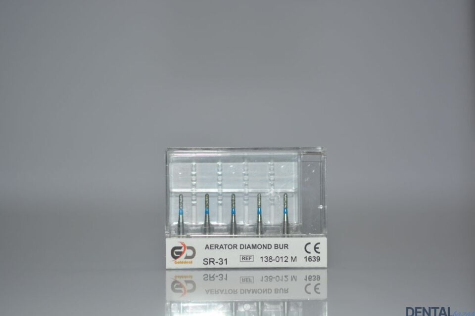 Golddent Elmas Frez SR-31 - 138-012 M - Yuvarlak Uçlu Silindir (Mavi Kuşak)