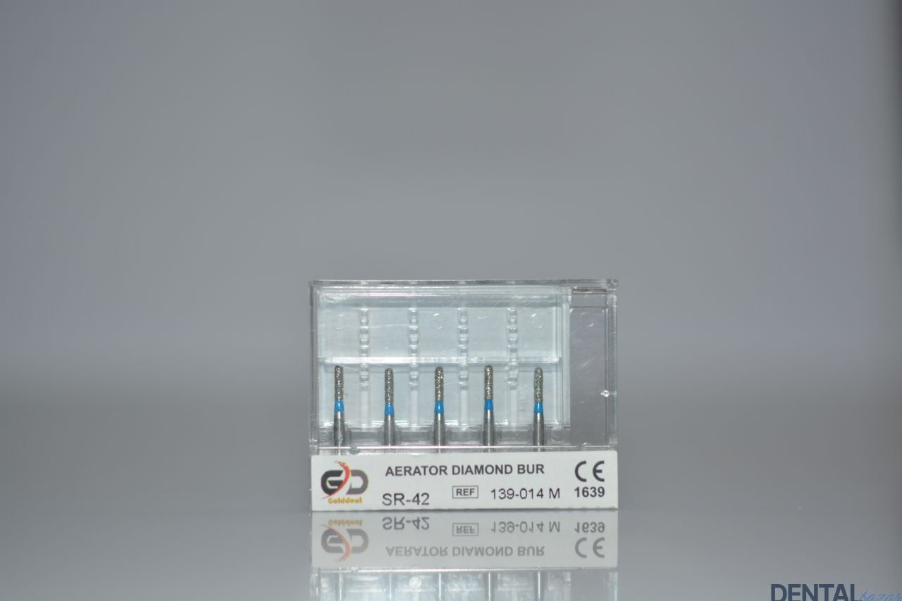 Golddent Elmas Frez SR-42 - 139-014 M - Yuvarlak Uçlu Silindir (Mavi Kuşak)