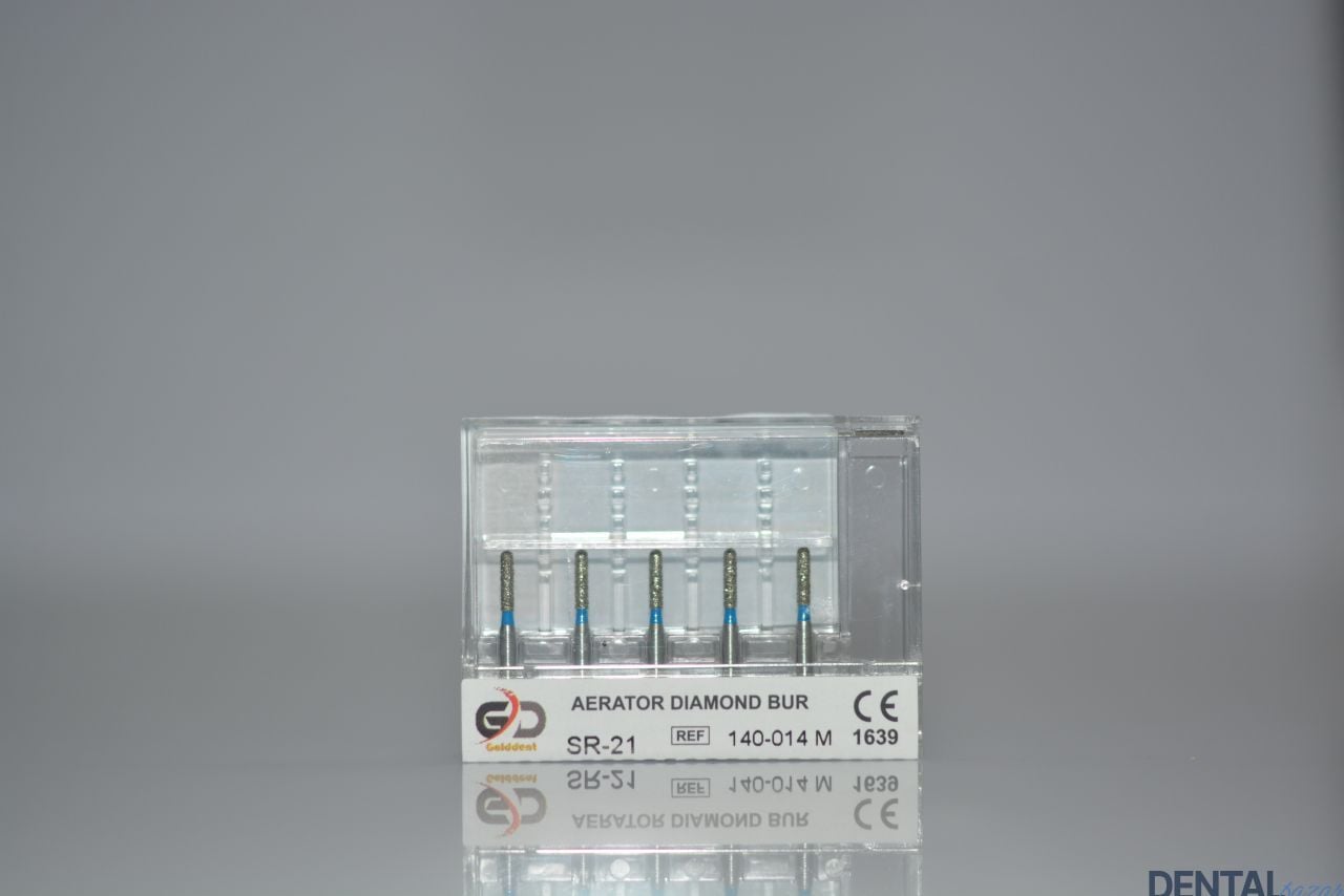 Golddent Elmas Frez SR-21 - 140-014 M - Yuvarlak Uçlu Silindir (Mavi Kuşak)
