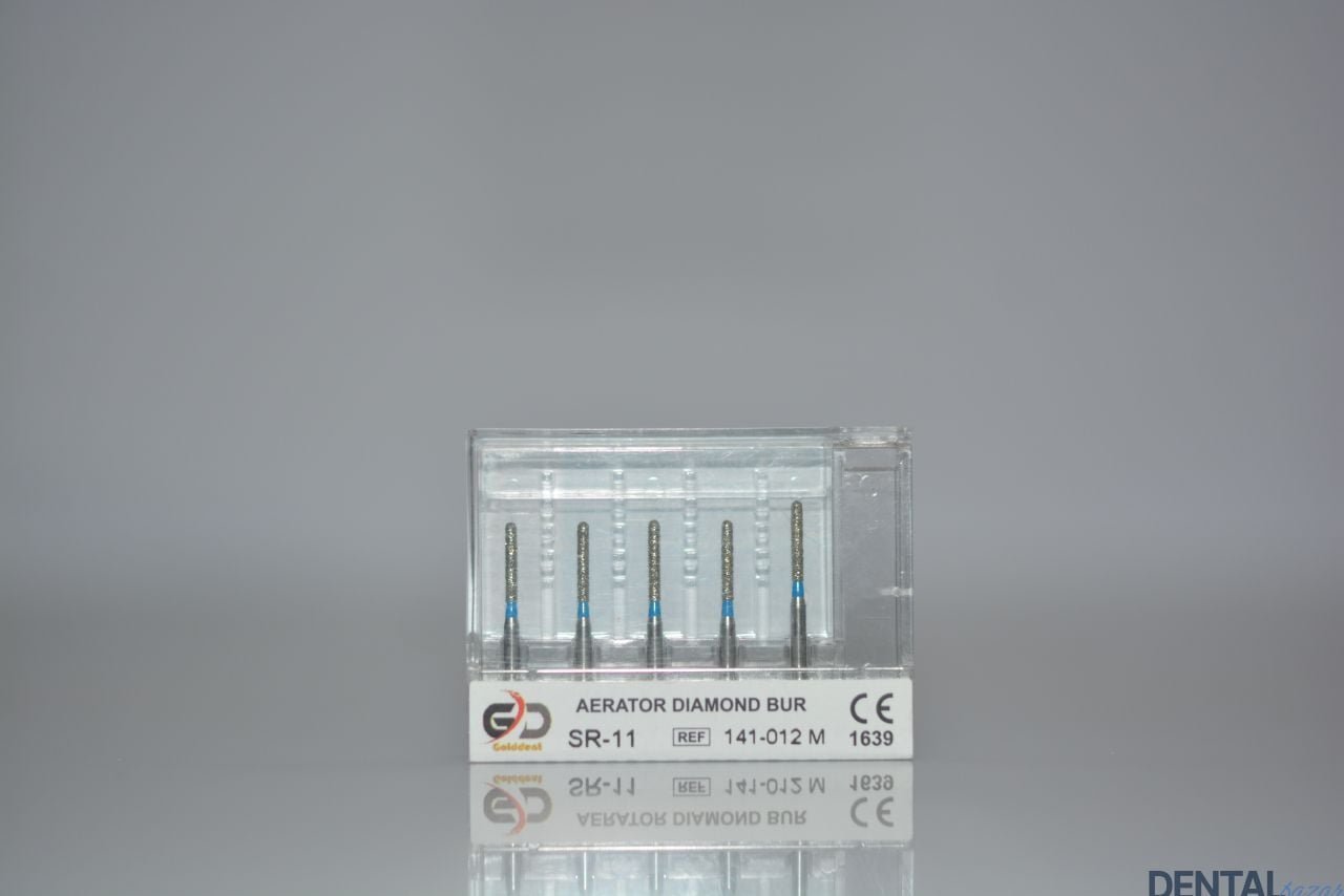 Golddent Elmas Frez SR-11 - 141-012 M - Yuvarlak Uçlu Silindir (Mavi Kuşak)