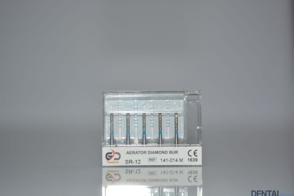 Golddent Elmas Frez SR-12 - 141-014 M - Yuvarlak Uçlu Silindir (Mavi Kuşak)
