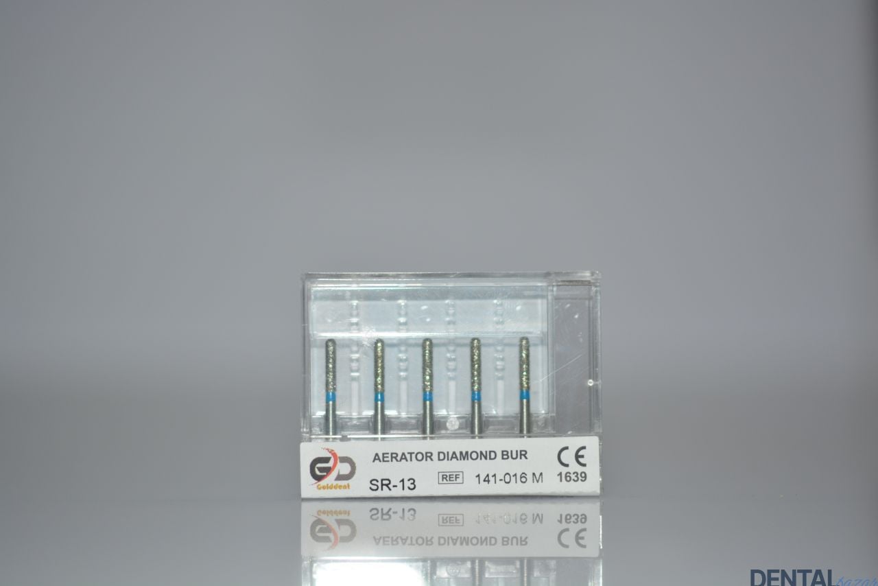 Golddent Elmas Frez SR-13 - 141-016 M - Yuvarlak Uçlu Silindir (Mavi Kuşak)