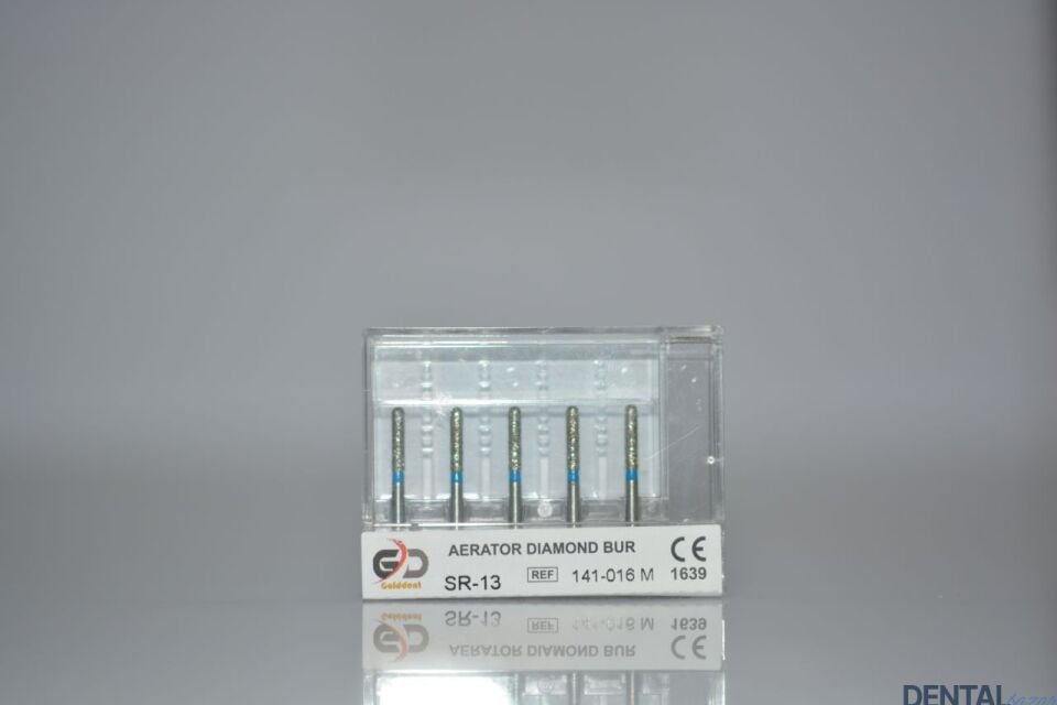 Golddent Elmas Frez SR-13 - 141-016 M - Yuvarlak Uçlu Silindir (Mavi Kuşak)