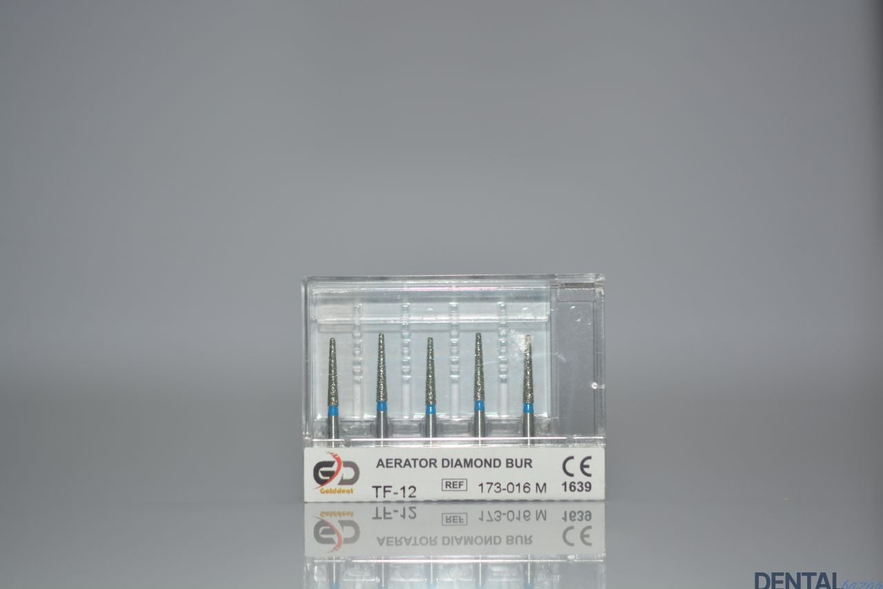 Golddent Elmas Frez TF-12 - 173-016 M - Düz Uçlu Konik (Mavi Kuşak)