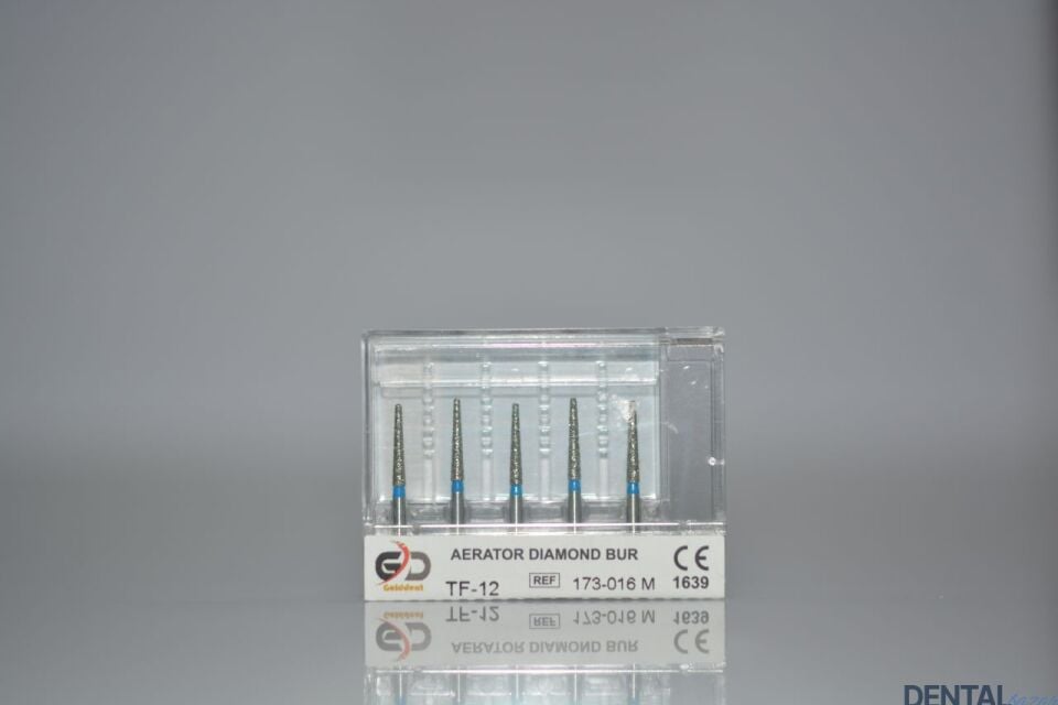 Golddent Elmas Frez TF-12 - 173-016 M - Düz Uçlu Konik (Mavi Kuşak)