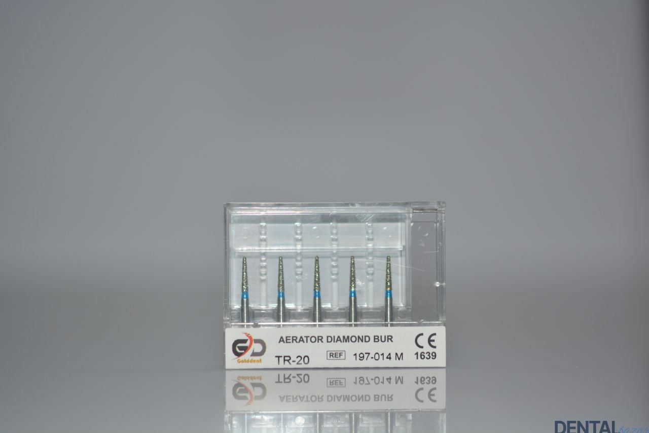 Golddent Elmas Frez TR-20 - 197-014 M - Yuvarlak Uçlu Konik (Mavi Kuşak)