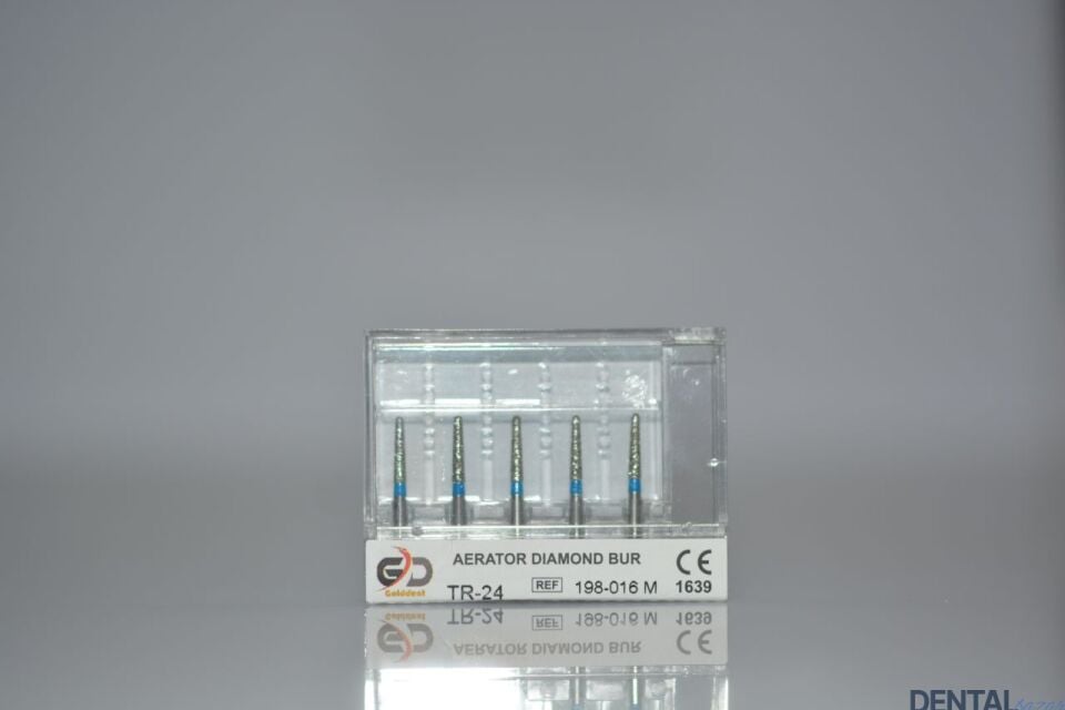 Golddent Elmas Frez TR-24 - 198-016 M - Yuvarlak Uçlu Konik (Mavi Kuşak)