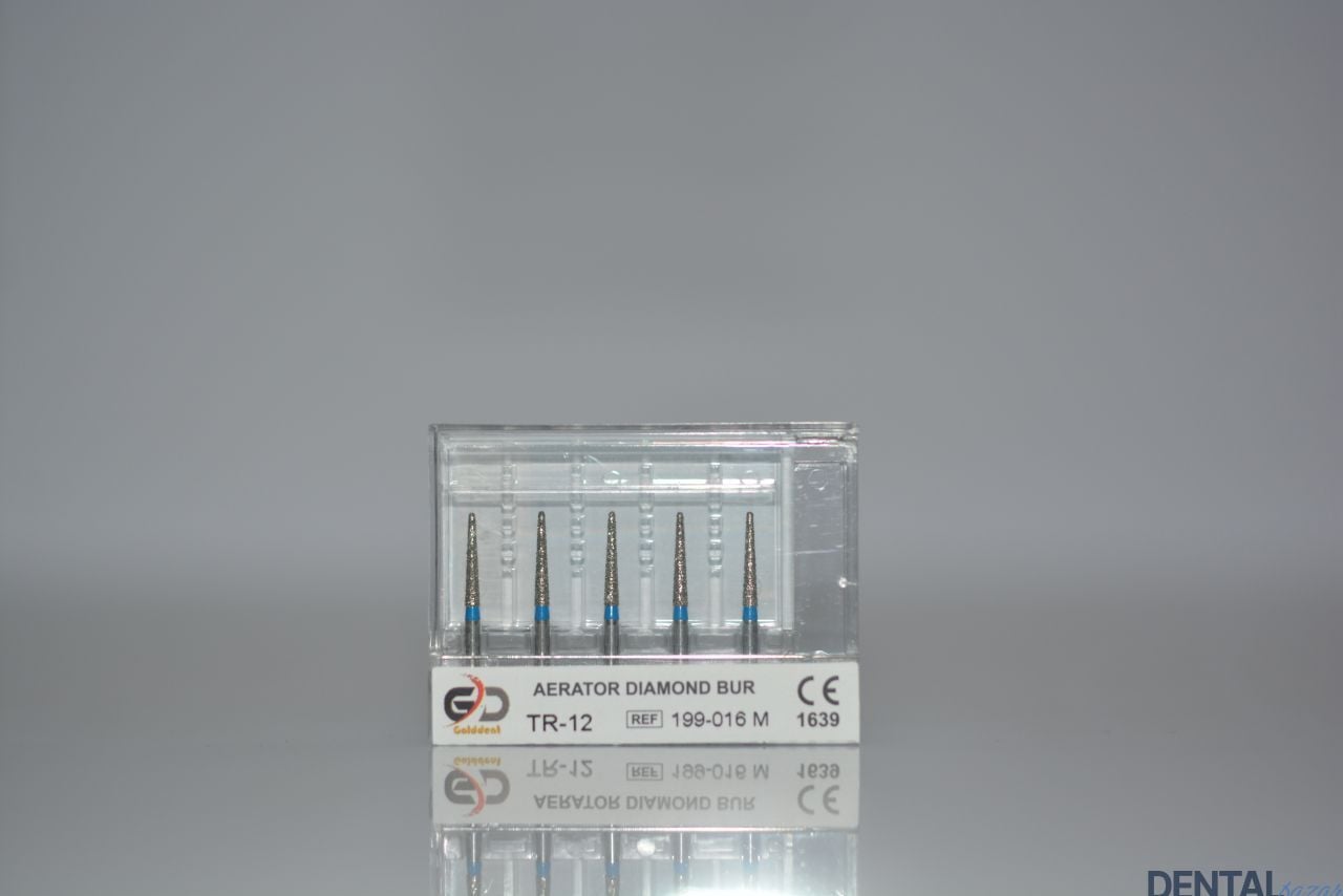 Golddent Elmas Frez TR-12 - 199-016 M - Yuvarlak Uçlu Konik (Mavi Kuşak)