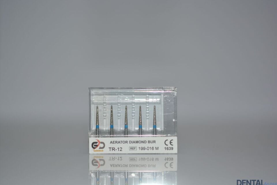 Golddent Elmas Frez TR-12 - 199-016 M - Yuvarlak Uçlu Konik (Mavi Kuşak)