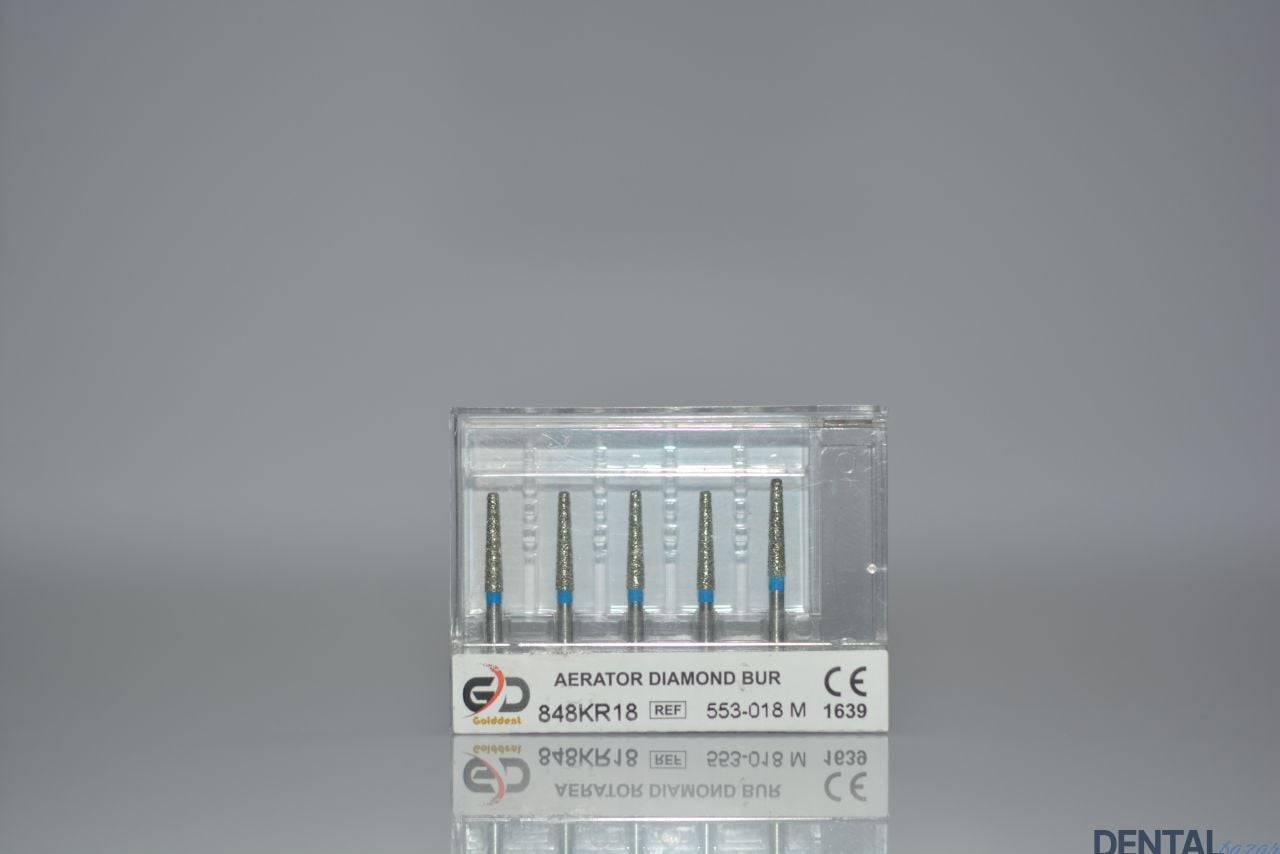 Golddent Elmas Frez 848KR18 - 553-018 M - Yuvarlak Kenarlı Konik (Mavi Kuşak)