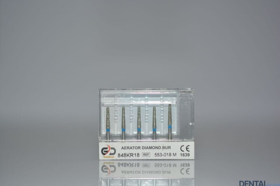 Golddent Elmas Frez 848KR18 - 553-018 M - Yuvarlak Kenarlı Konik (Mavi Kuşak)