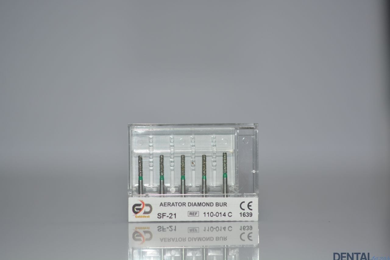 Golddent Elmas Frez SF-21 - 110-014 C - Düz Uçlu Silindir (Yeşil Kuşak)