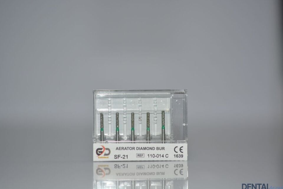 Golddent Elmas Frez SF-21 - 110-014 C - Düz Uçlu Silindir (Yeşil Kuşak)
