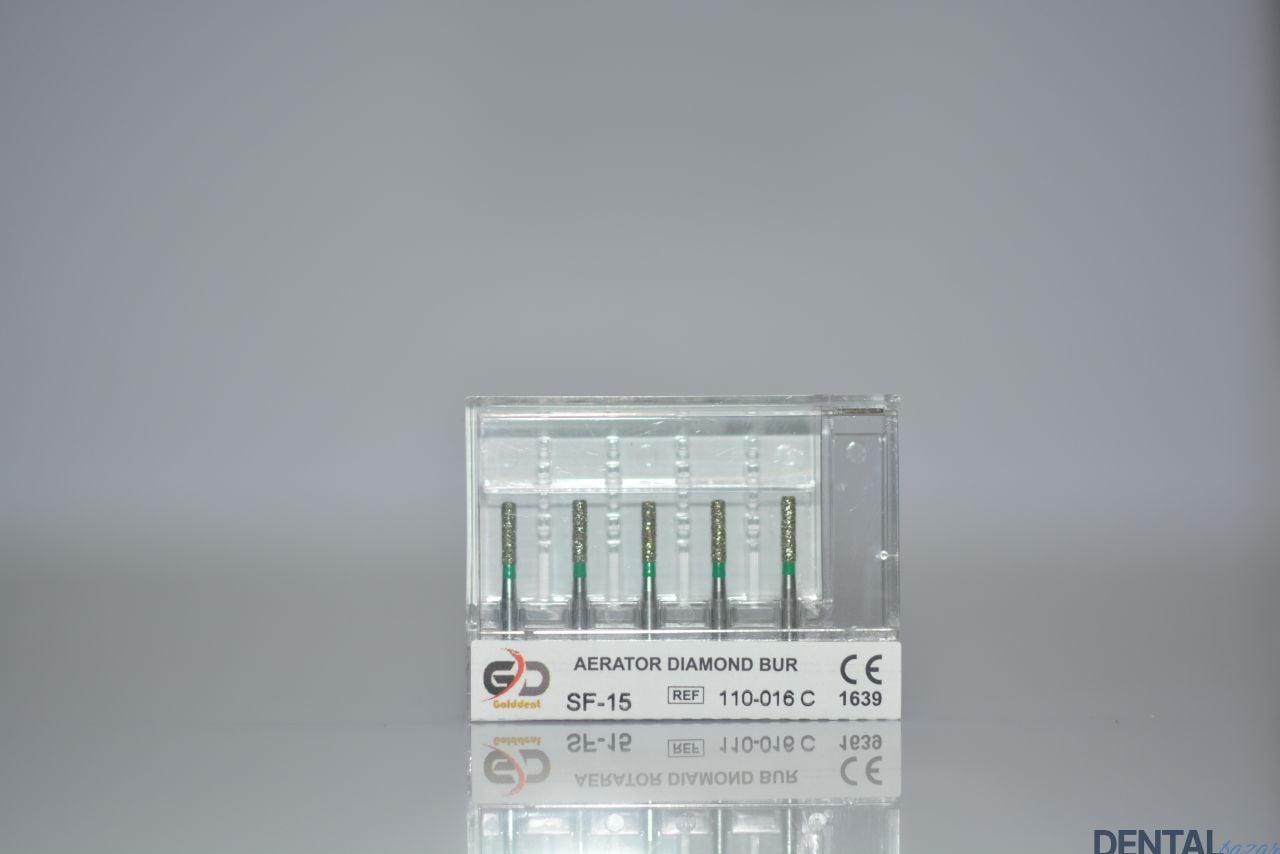 Golddent Elmas Frez SF-15 - 110-016 C - Düz Uçlu Silindir (Yeşil Kuşak)