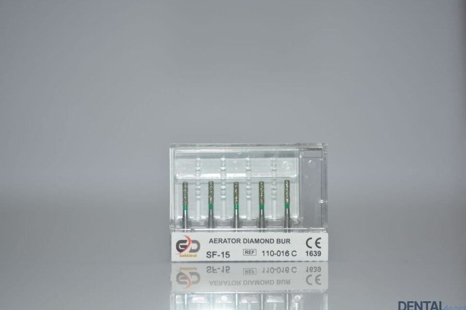 Golddent Elmas Frez SF-15 - 110-016 C - Düz Uçlu Silindir (Yeşil Kuşak)