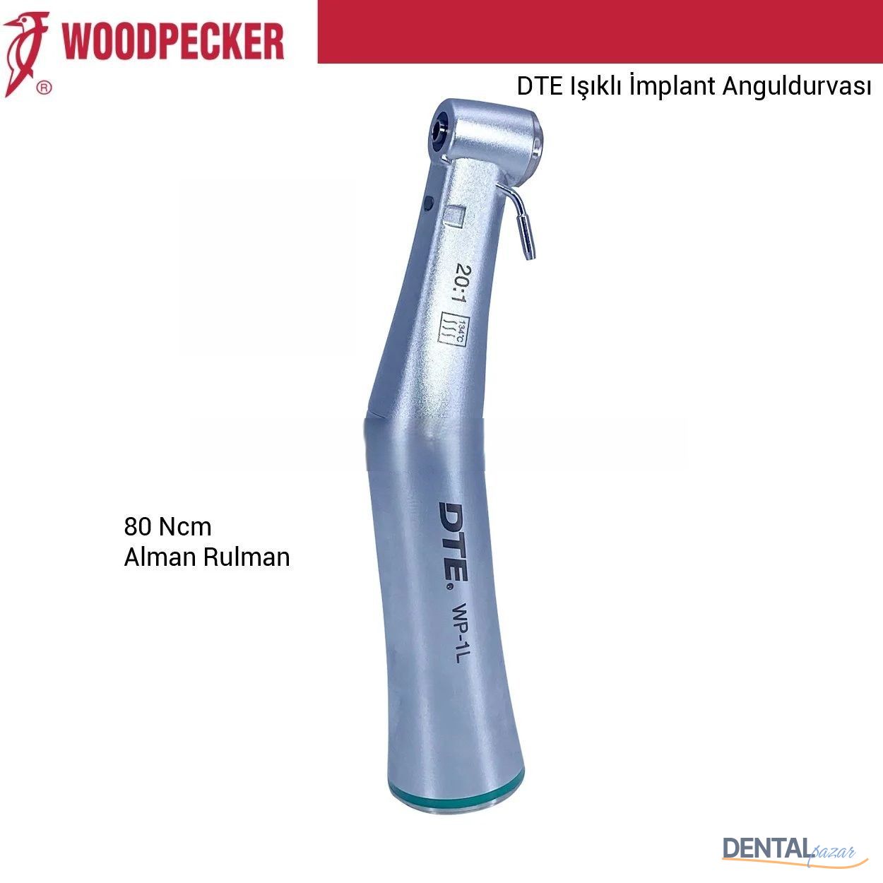 Woodpecker WP-1L  Işıklı İmplant Anguldurvası - 20:1 - 80Ncm Tourque