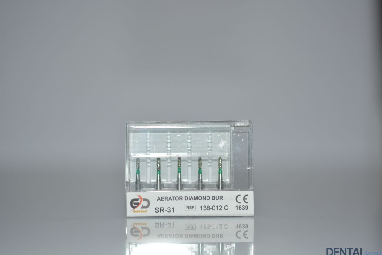 Golddent Elmas Frez SR-31 - 138-012 C - Yuvarlak Uçlu Silindir (Yeşil Kuşak)