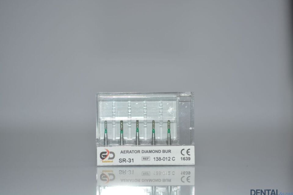Golddent Elmas Frez SR-31 - 138-012 C - Yuvarlak Uçlu Silindir (Yeşil Kuşak)
