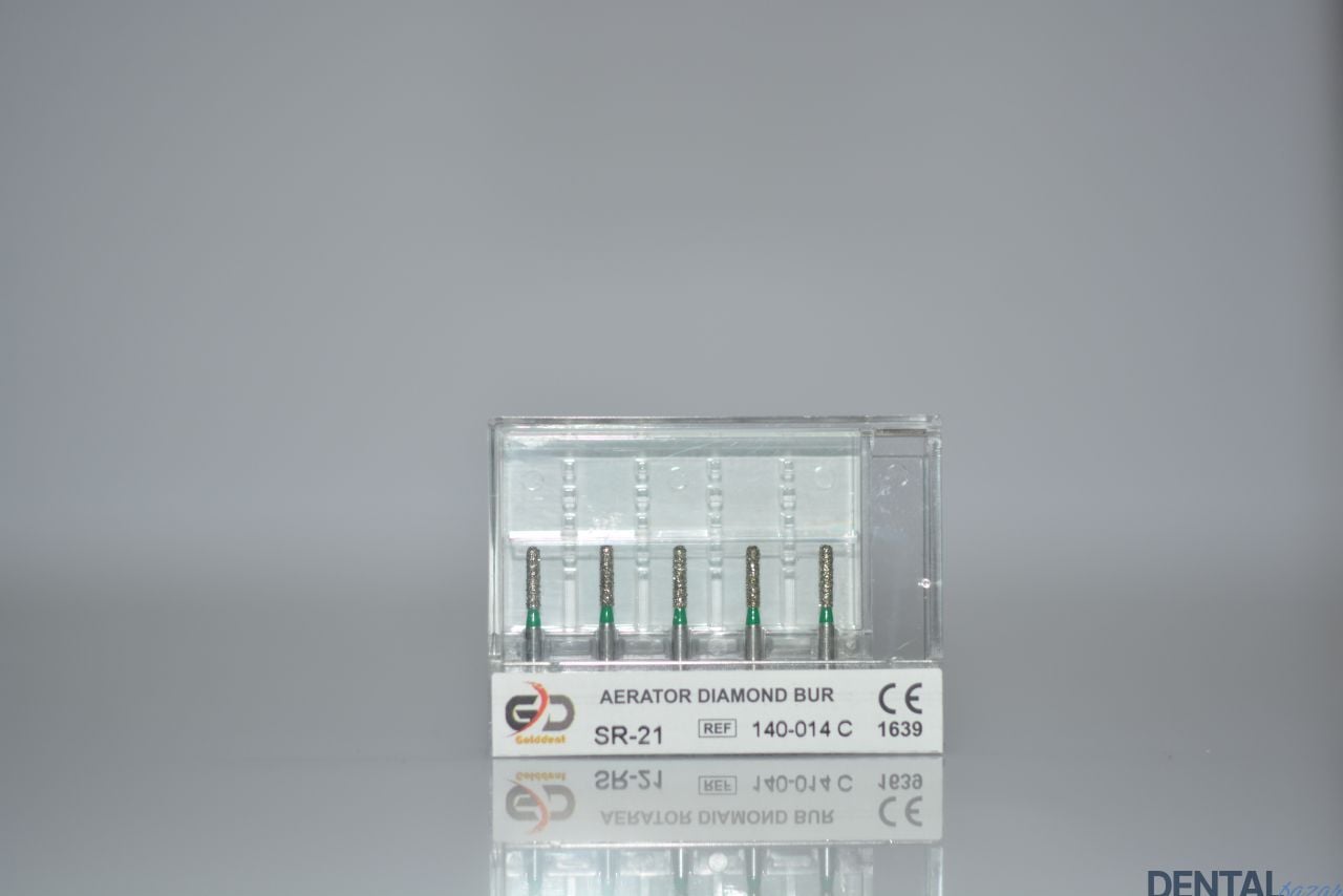 Golddent Elmas Frez SR-21 - 140-014 C - Yuvarlak Uçlu Silindir (Yeşil Kuşak)