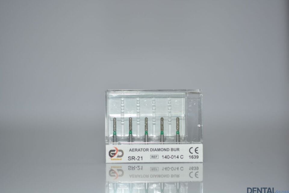 Golddent Elmas Frez SR-21 - 140-014 C - Yuvarlak Uçlu Silindir (Yeşil Kuşak)