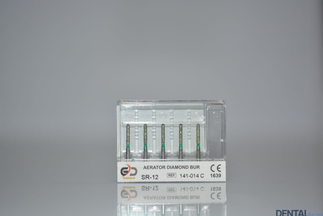 Golddent Elmas Frez SR-12 - 141-014 C - Yuvarlak Uçlu Silindir (Yeşil Kuşak)