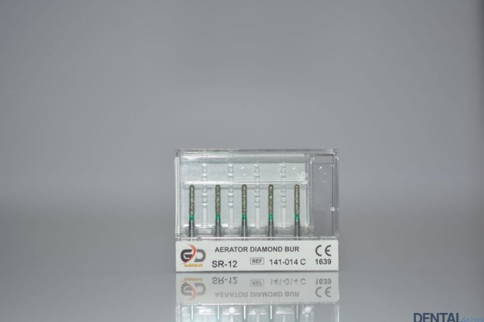 Golddent Elmas Frez SR-12 - 141-014 C - Yuvarlak Uçlu Silindir (Yeşil Kuşak)