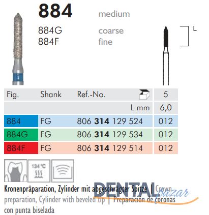 884 Sentetik Elmas Frez - 5 Adet - Silindir