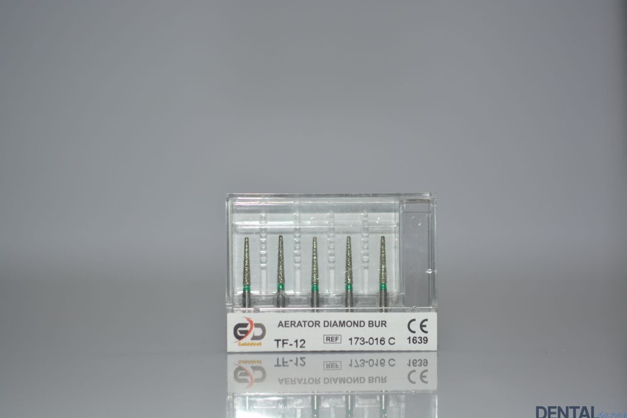 Golddent Elmas Frez TF-12 - 173-016 C - Düz Uçlu Konik (Yeşil Kuşak)