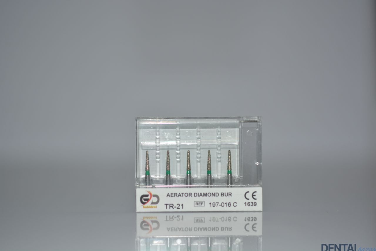 Golddent Elmas Frez TR-21 - 197-016 C - Yuvarlak Uçlu Konik (Yeşil Kuşak)