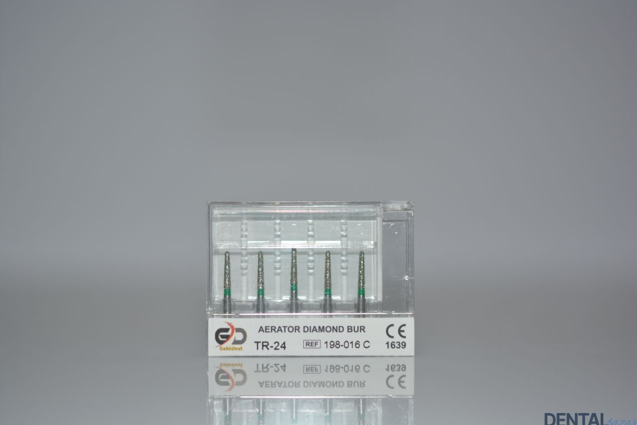 Golddent Elmas Frez TR-24 - 198-016 C - Yuvarlak Uçlu Konik (Yeşil Kuşak)