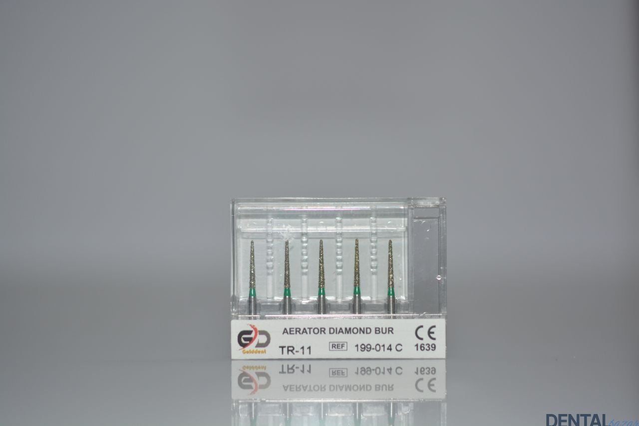 Golddent Elmas Frez TR-11 - 199-014 C - Yuvarlak Uçlu Konik (Yeşil Kuşak)