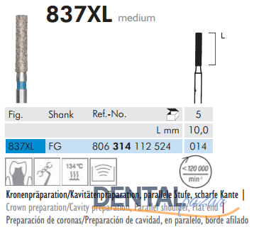 837XL Sentetik Elmas Frez - 5 Adet - Silindir