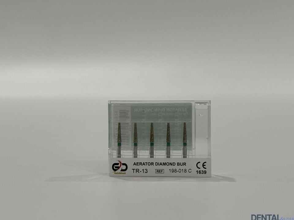 Golddent Elmas Frez TR-13 - 198-018 C - Yuvarlak Uçlu Konik (Yeşil Kuşak)
